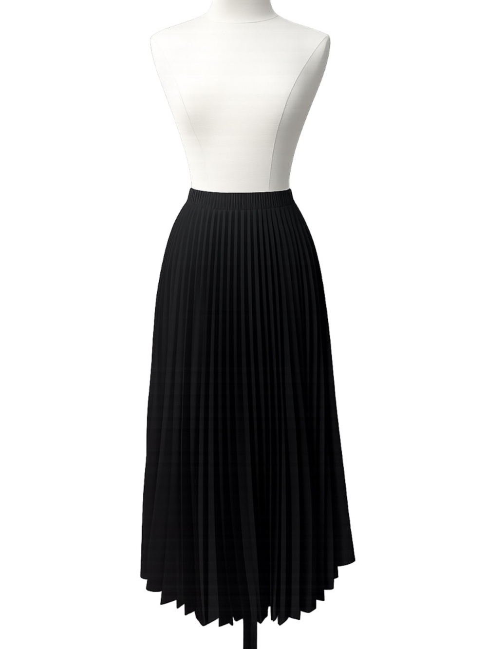 Anne Weyburn Black Pleated Skirt Elastic Waist Midi Size 10